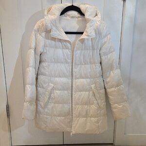 Uniqlo Women's Cream Hooded Puffer Jacket